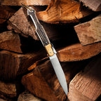 Greenhaus Gardening Folding Knife — Stag Horn Handle & Brass Details