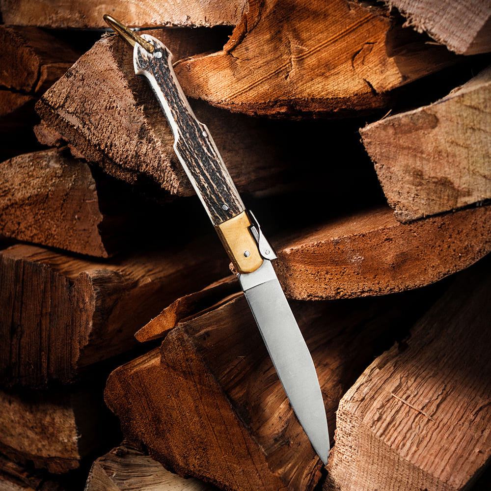 Greenhaus Gardening Folding Knife — Stag Horn Handle & Brass Details