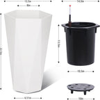 Greenhaus Gardening Large Indoor Outdoor Tall Planter Set with Water Level Monitor