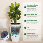 Greenhaus Gardening Large Indoor Outdoor Tall Planter Set with Water Level Monitor