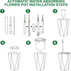 Greenhaus Gardening Large Indoor Outdoor Tall Planter Set with Water Level Monitor