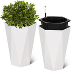 Greenhaus Gardening Large Indoor Outdoor Tall Planter Set with Water Level Monitor