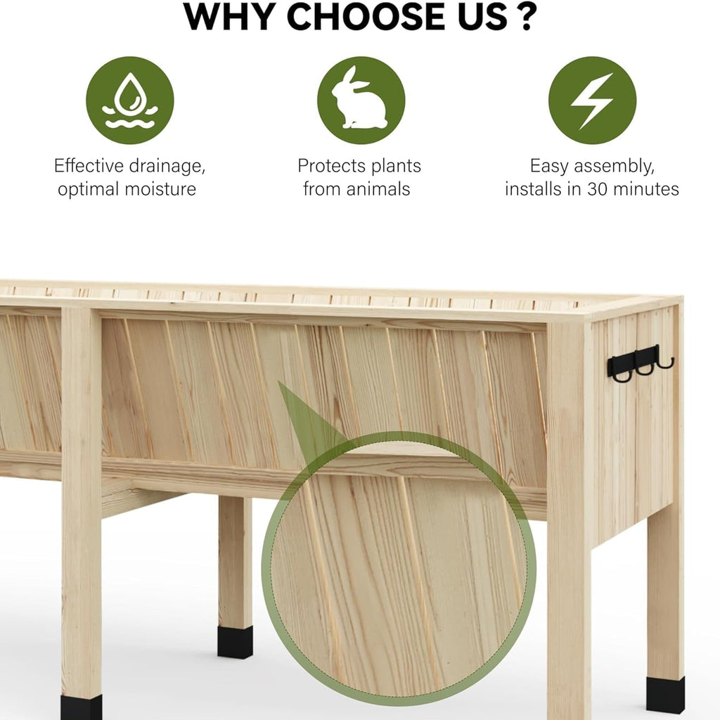 Greenhaus Gardening 46 × 24 × 31 in Elevated Wooden Raised Garden Bed