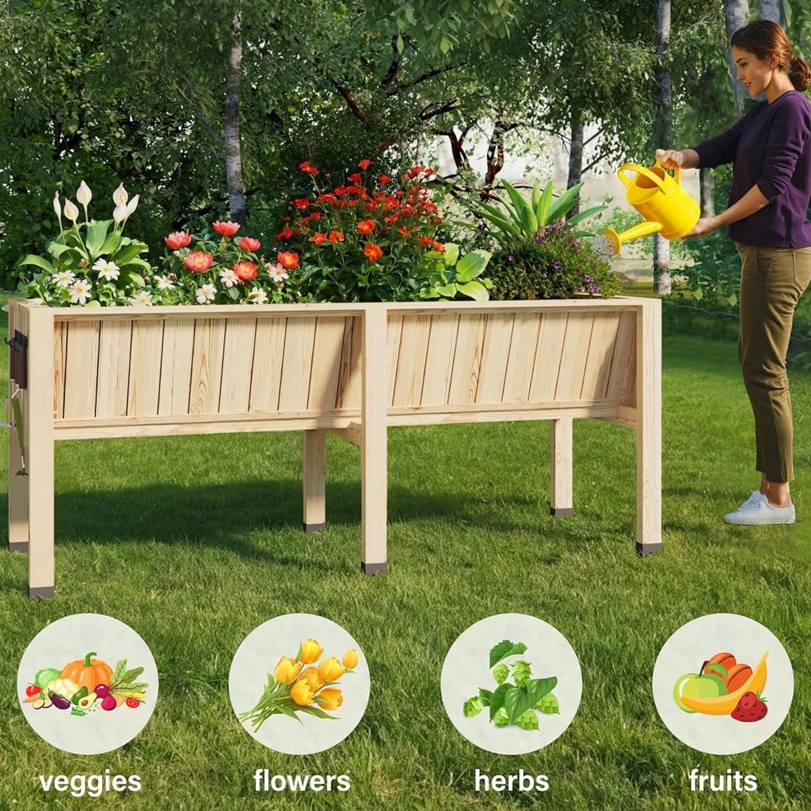 Greenhaus Gardening 46 × 24 × 31 in Elevated Wooden Raised Garden Bed