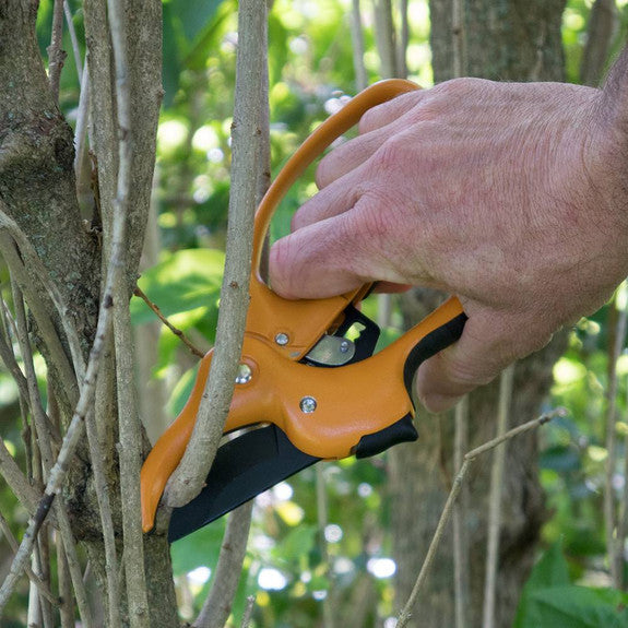 Greenhaus Gardening Ratcheting Hand Pruner with Leather Sheath