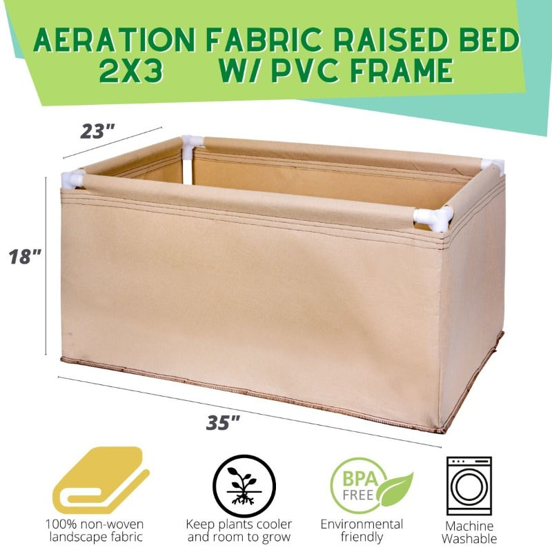 Greenhaus Gardening Portable Fabric Planter Box for Herbs Vegetables and Fruits