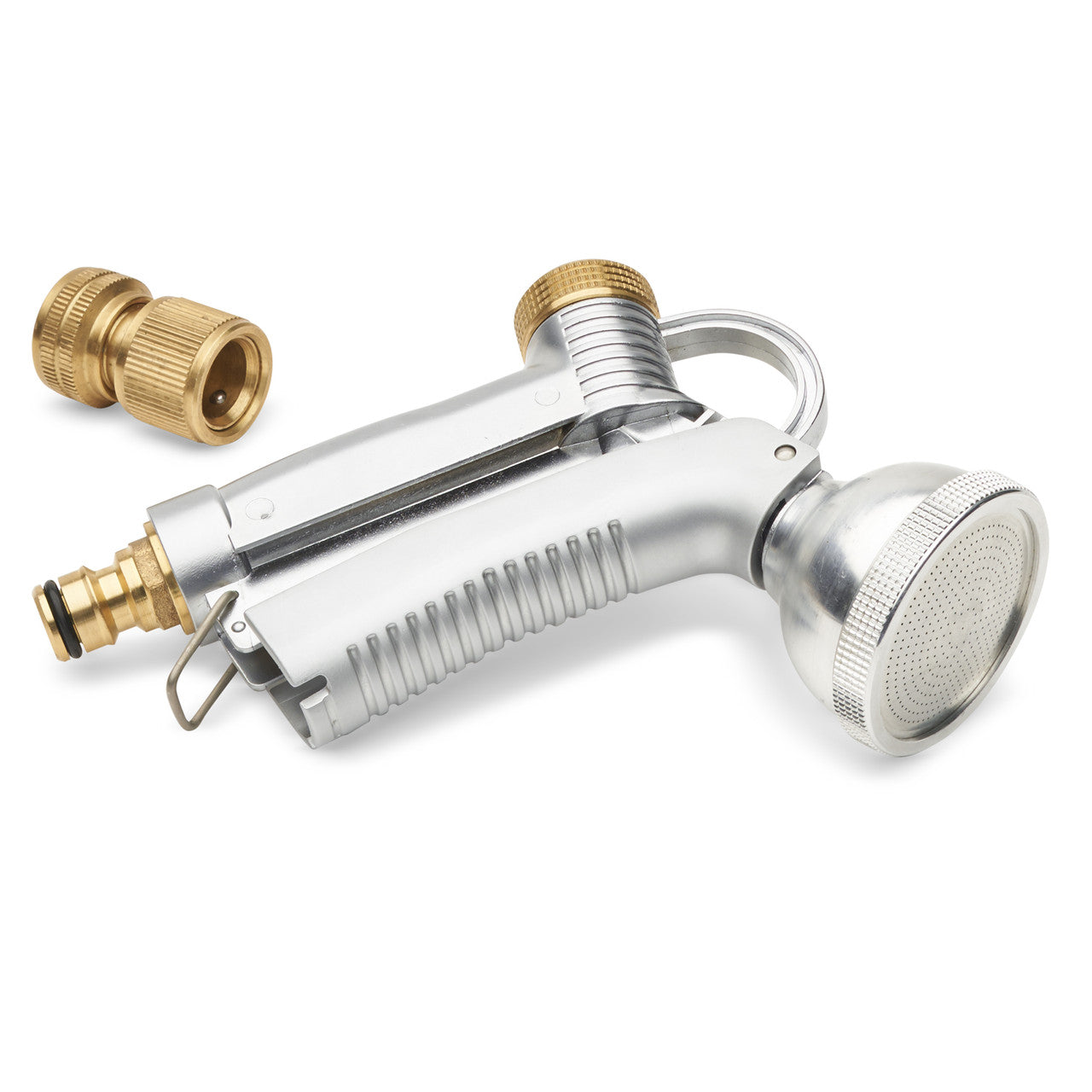 Greenhaus Gardening Metal Garden Hose Nozzle with Rainmaker Aerator Spray