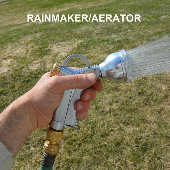 Greenhaus Gardening Metal Garden Hose Nozzle with Rainmaker Aerator Spray