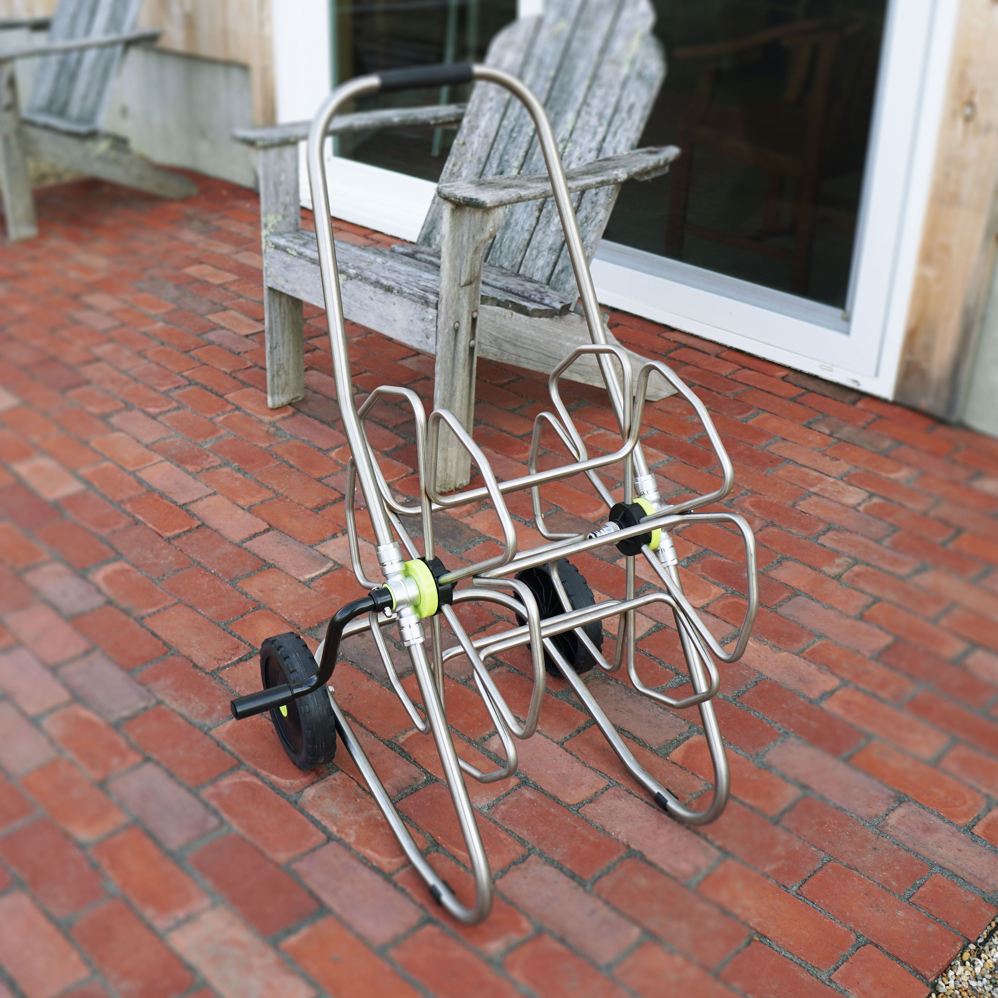 Greenhaus Gardening Hose Reel Cart with Smooth Crank Rewind System