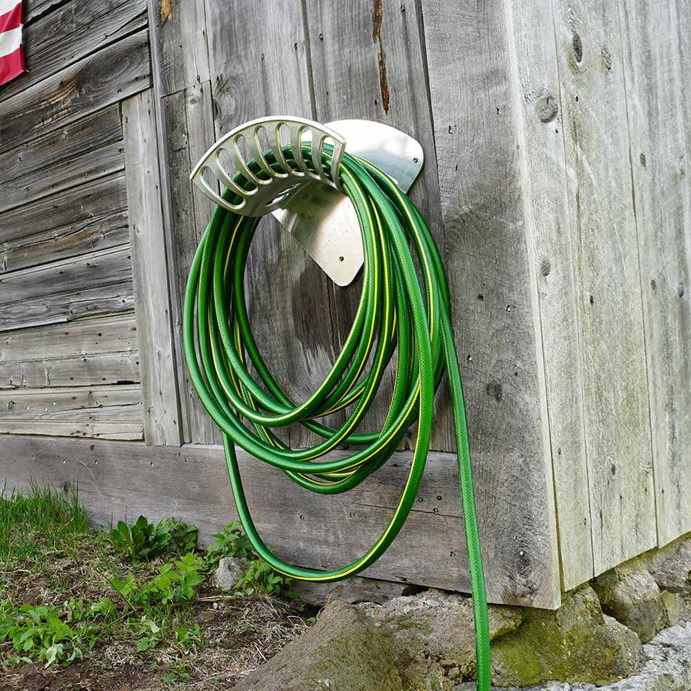 Greenhaus Gardening Hose Rack Set – Cast Metal Wall Racks for Garden Hoses