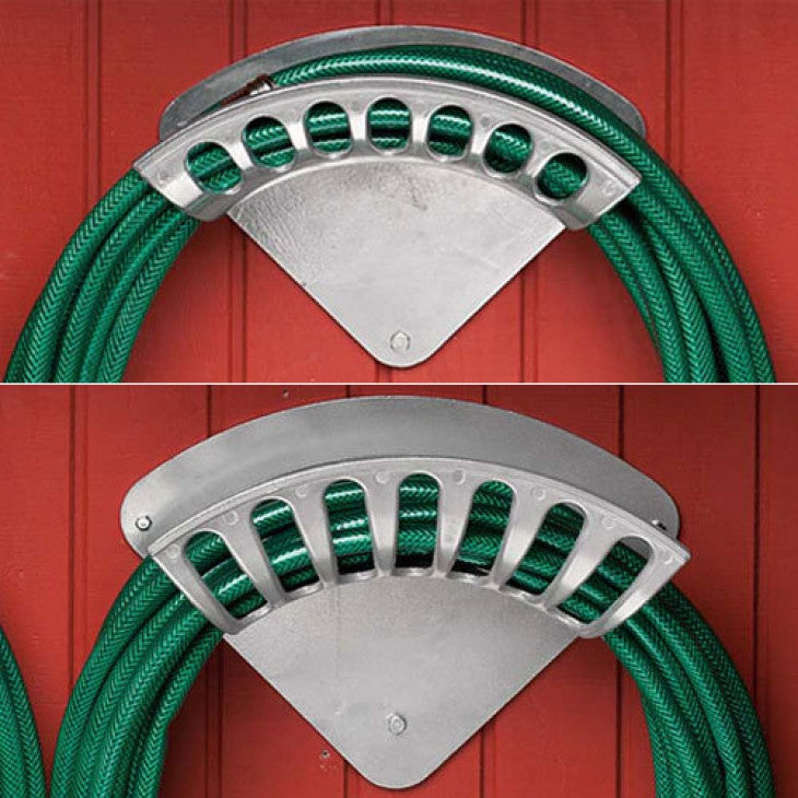 Greenhaus Gardening Hose Rack Set – Cast Metal Wall Racks for Garden Hoses
