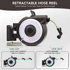 Greenhaus Gardening 100 ft Retractable Garden Hose Reel with Auto Rewind & 9-Pattern Nozzle