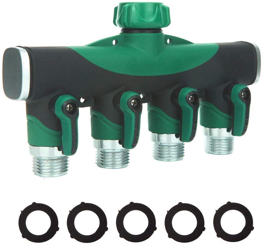 Greenhaus Gardening Outdoor Hose Splitter with Smooth Flow Control Handles