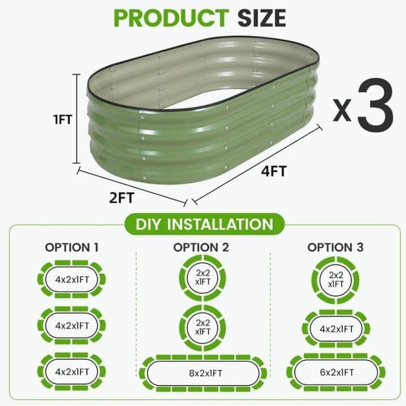 Greenhaus Gardening Galvanized Steel Raised Garden Bed Kit for Vegetables