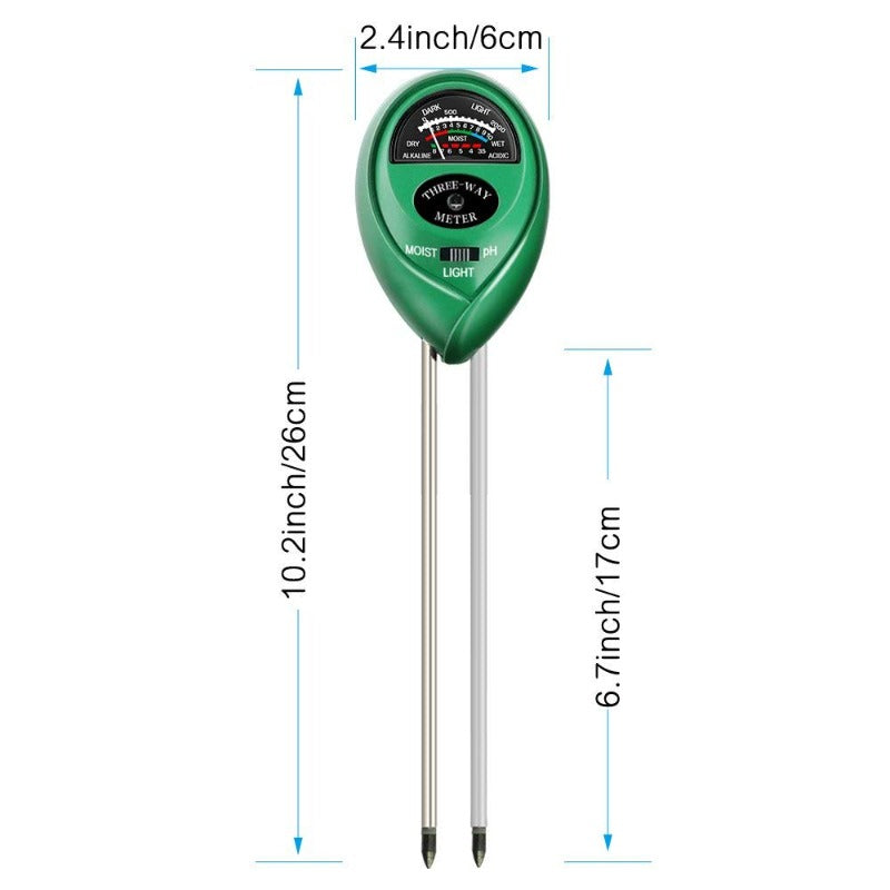 Greenhaus Gardening 3-in-1 Soil Moisture Meter with pH and Light Tester