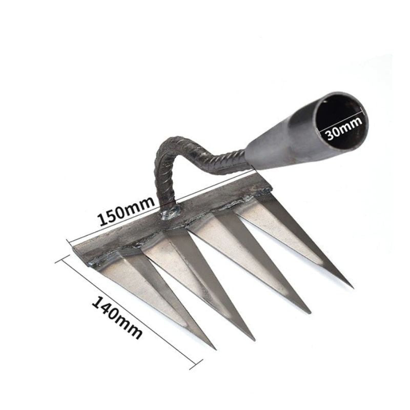 Greenhaus Gardening Iron Garden Rake for Stubborn Weed Clearing
