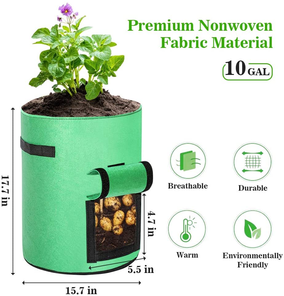 Greenhaus Gardening Foldable Green Garden Bags for Indoor and Outdoor Planting