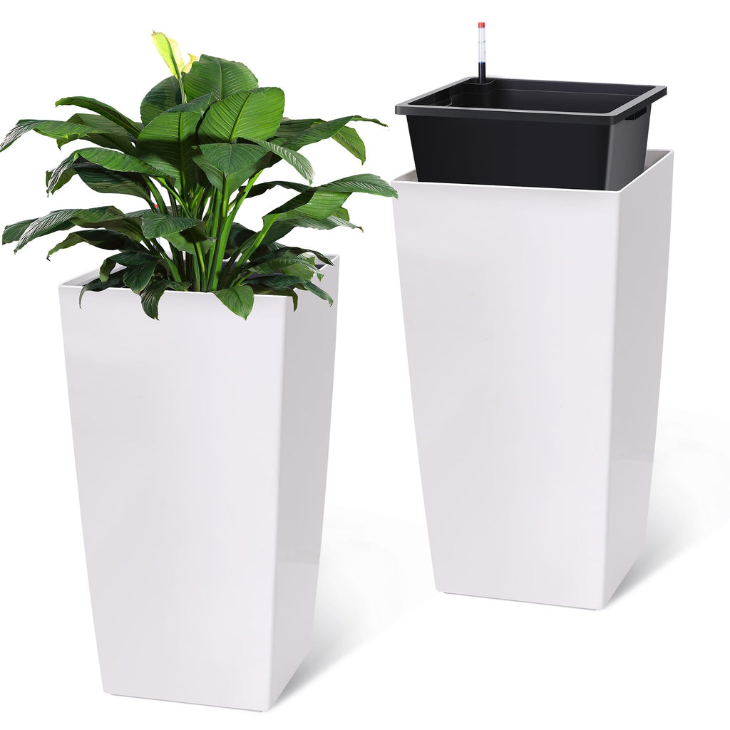 Greenhaus Gardening 30-Inch Indoor Outdoor Planter Set with Inner Buckets