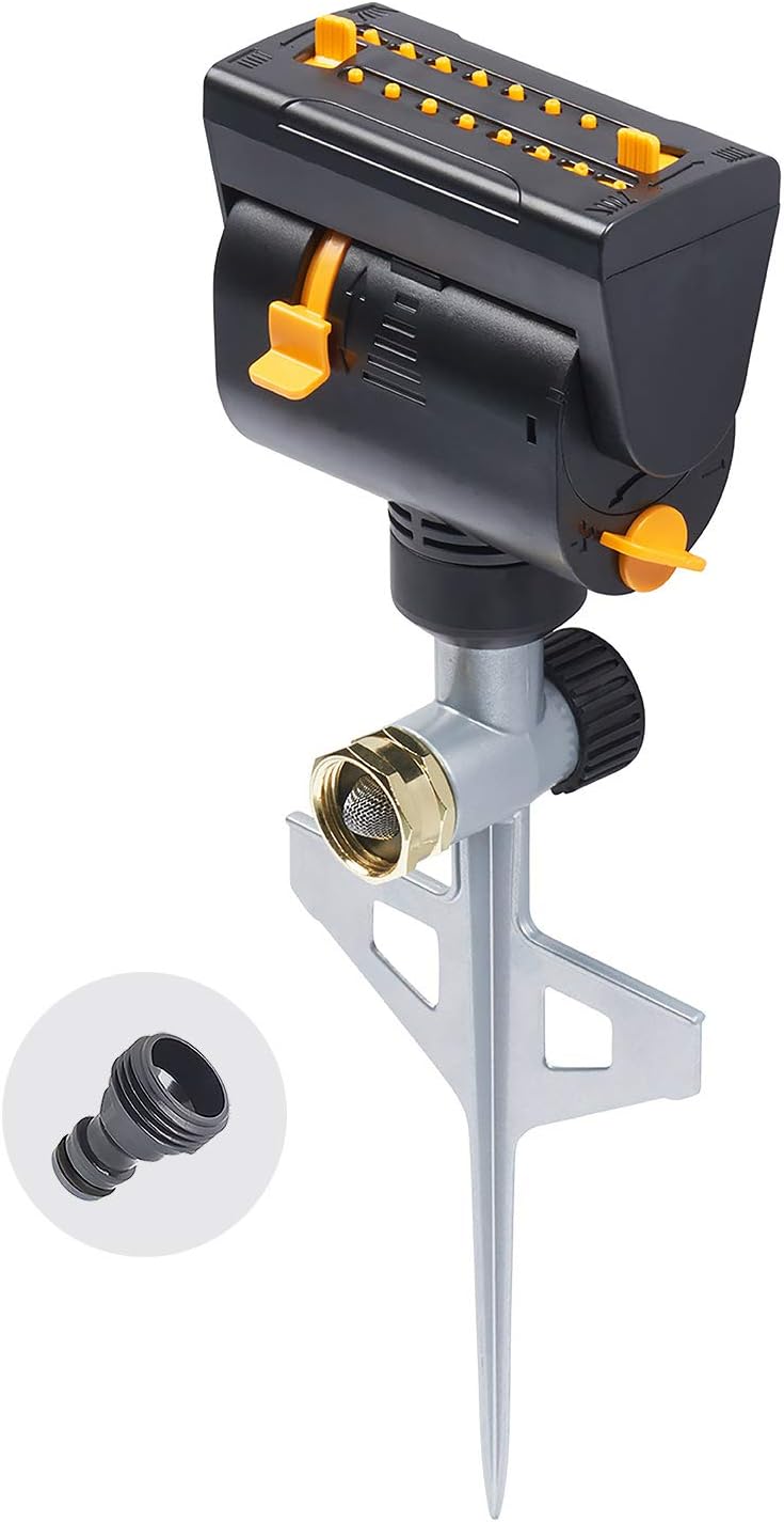 Greenhaus Gardening Turbo Oscillating Sprinkler with 360° Rotating Head & Precision Water Control