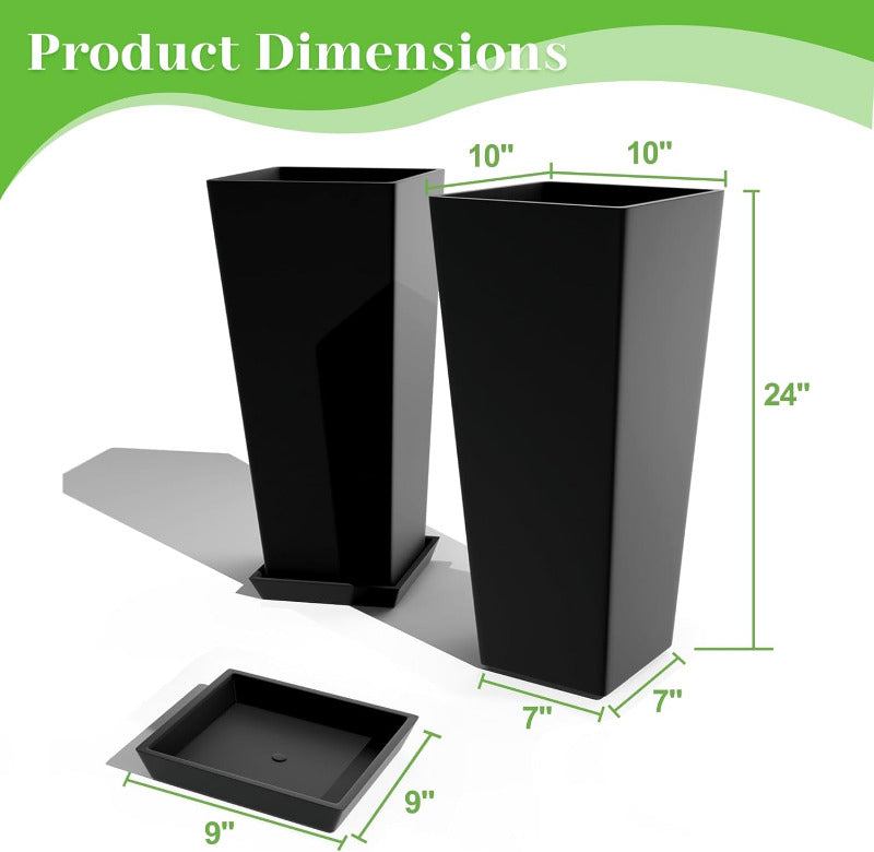 Greenhaus Gardening Large Plastic Outdoor Planters Set of 2