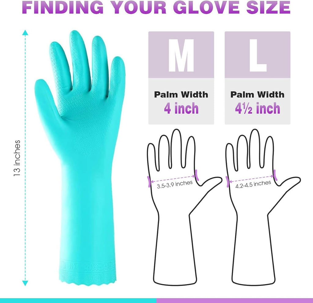 Greenhaus Gardening Reusable Cleaning Gloves, Latex-Free with Cotton Lining, 2 Pairs