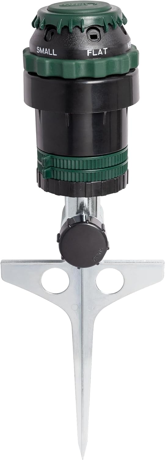 Greenhaus Gardening Metal Spike Rotating Sprinkler for Lawn & Garden Watering
