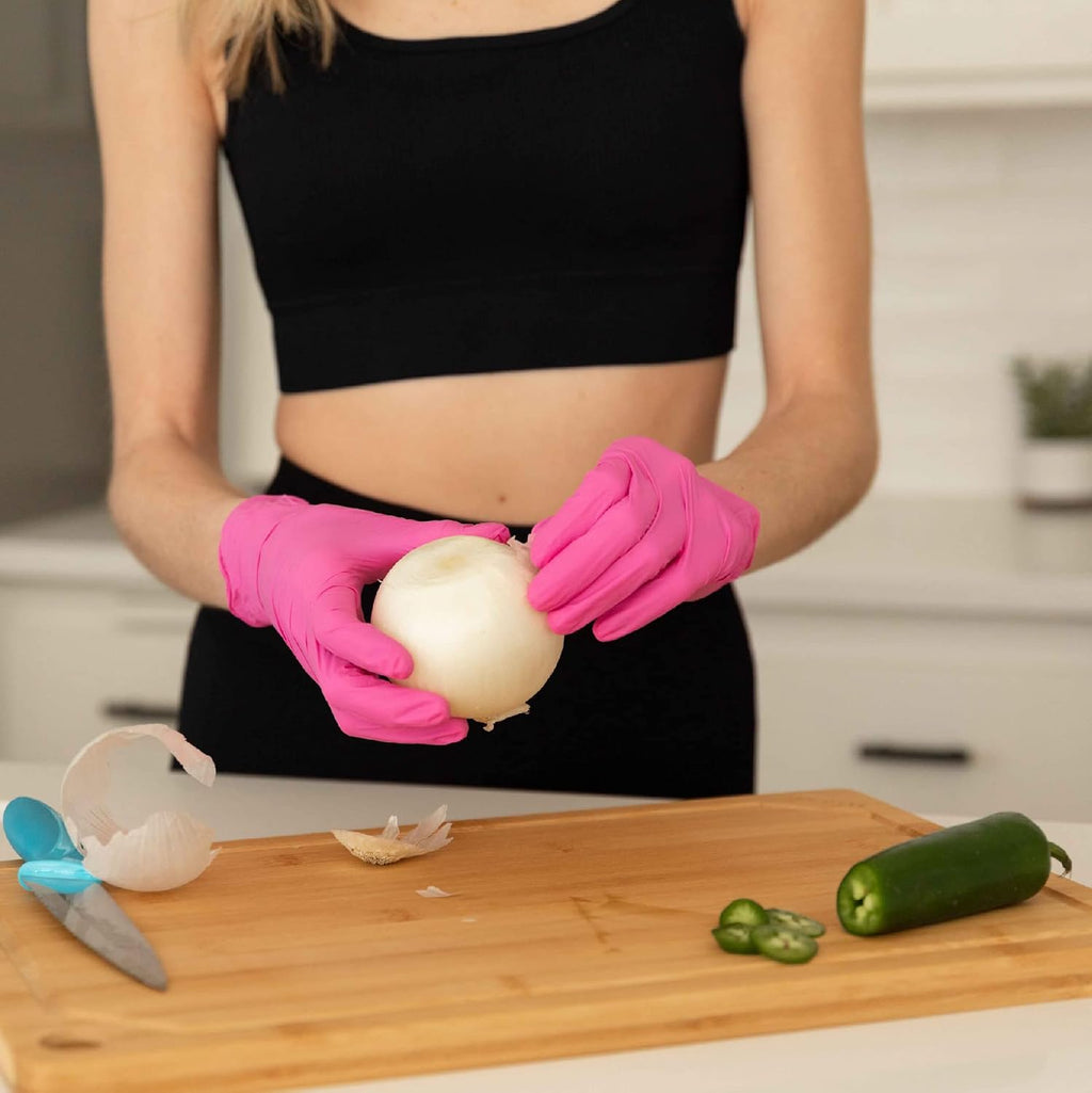 Greenhaus Gardening Pink Nitrile Disposable Gloves, Latex-Free & Powder-Free, 100 Count