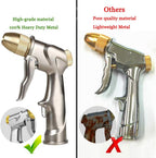 Greenhaus Gardening Heavy Duty Metal Garden Hose Nozzle with 4 Spray Patterns