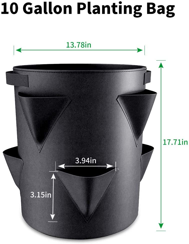 Greenhaus Gardening Strawberry Grow Bags with 8 Side Planting Pockets