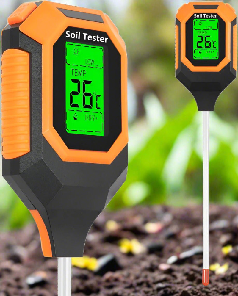 Greenhaus Gardening Digital Soil Meter for pH, Moisture, Temperature & Light