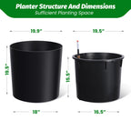Greenhaus Gardening 20-Inch Self-Watering Round Planters Set of 2