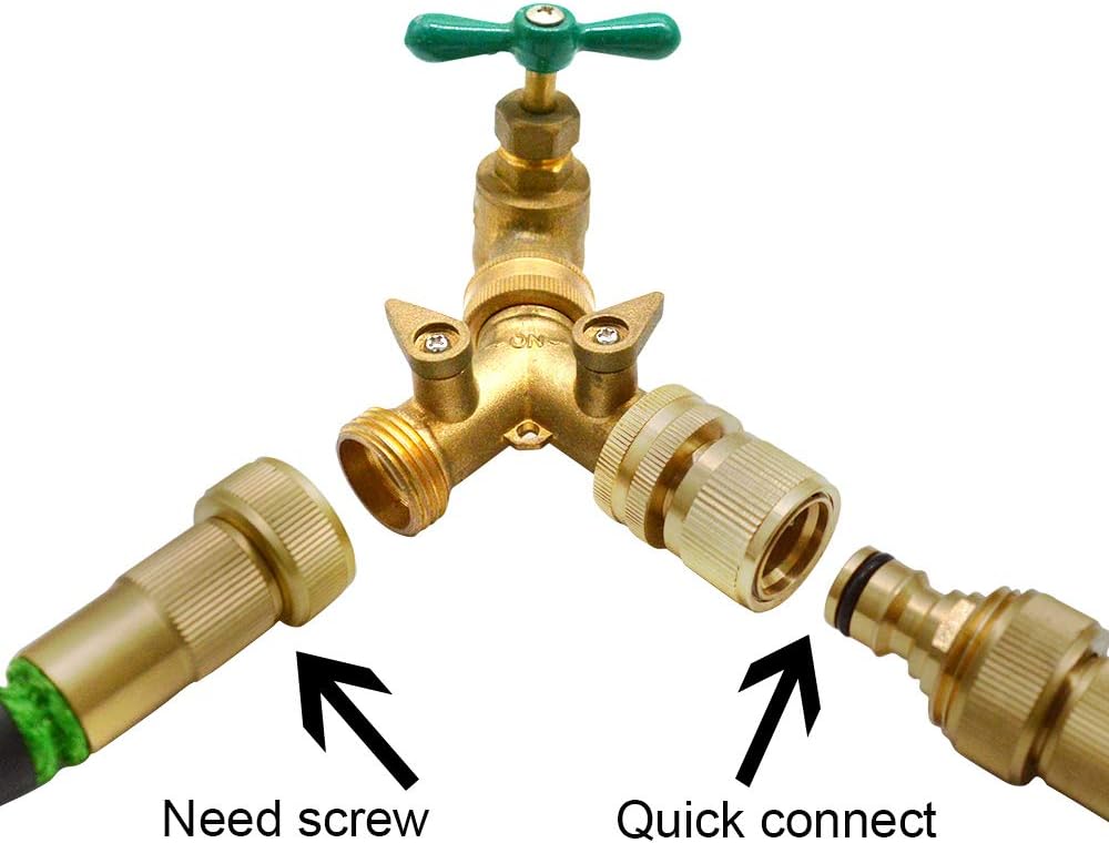 Greenhaus Gardening Solid Brass Garden Hose Quick Connect Set, 3/4 Inch GHT, 2 Sets