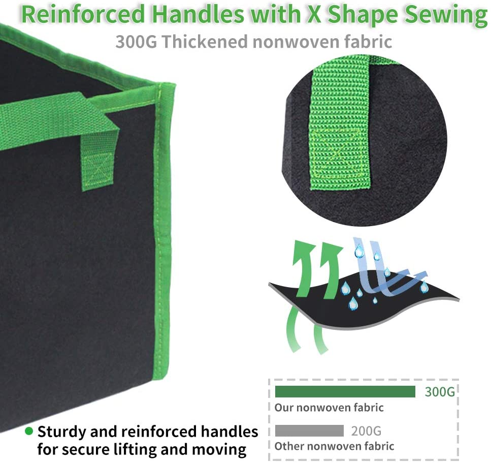 Greenhaus Gardening Square Heavy-Duty Fabric Pots for Square Foot Gardening