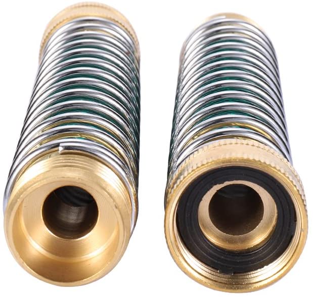 Greenhaus Gardening Brass Hose Extension Adapter with Spiral Hose Protector