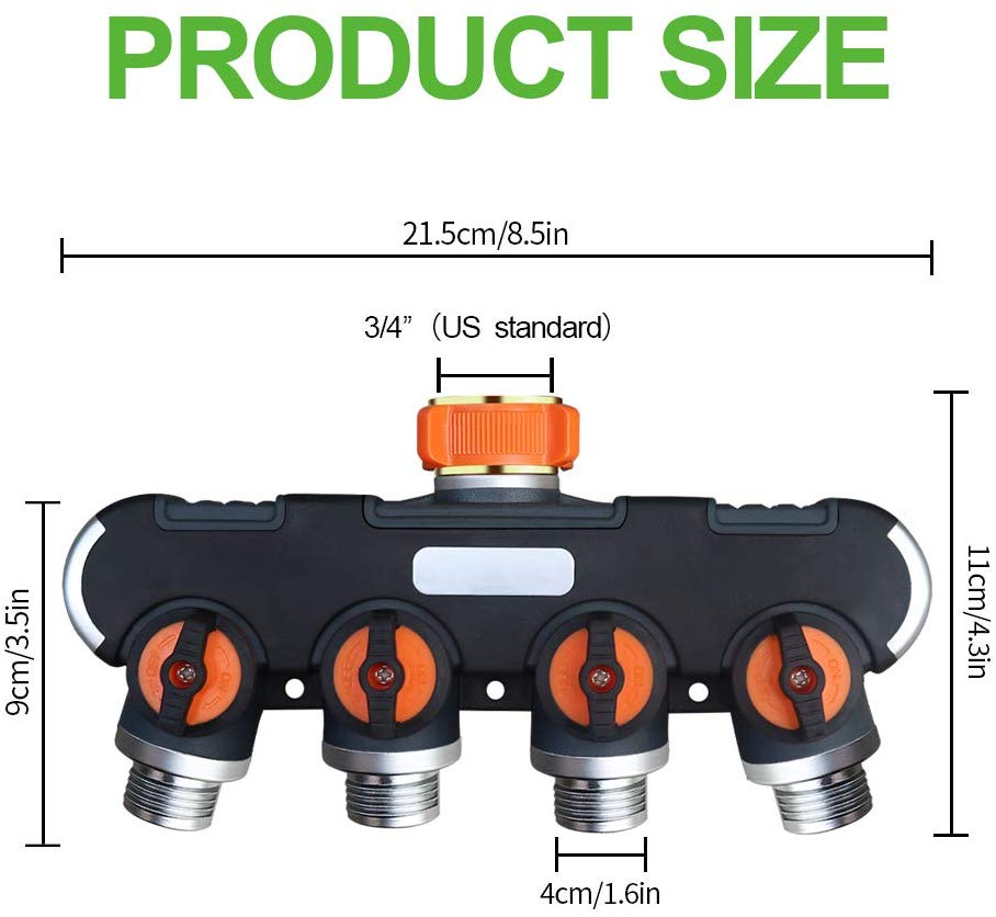 Greenhaus Gardening Garden Hose Splitter with Open-Close Valves
