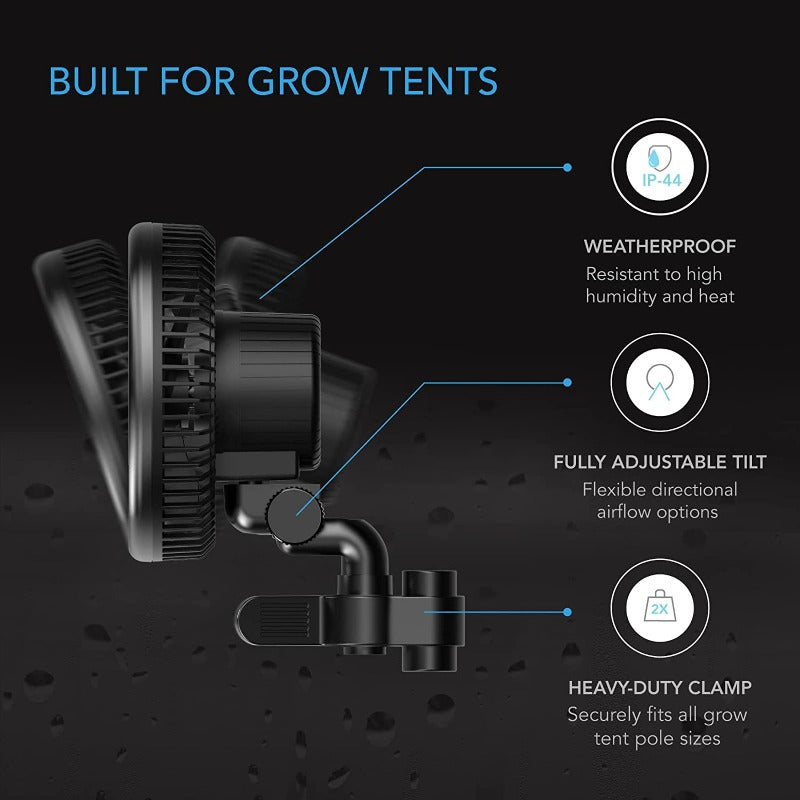 Greenhaus Gardening Clip Fan for Grow Tent Air Circulation