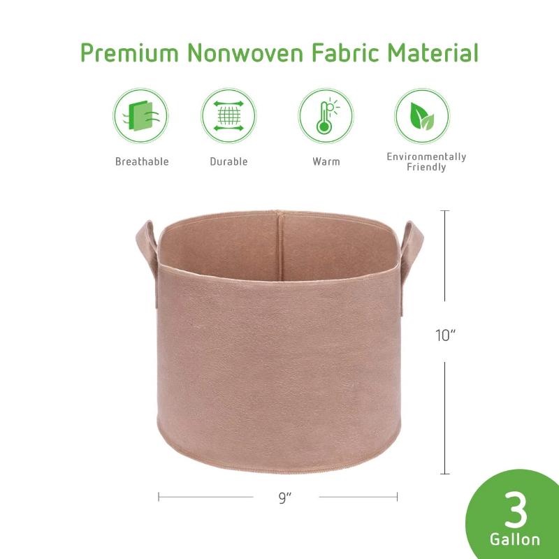 Greenhaus Gardening Premium Beige Garden Grow Bags with Reinforced Handles
