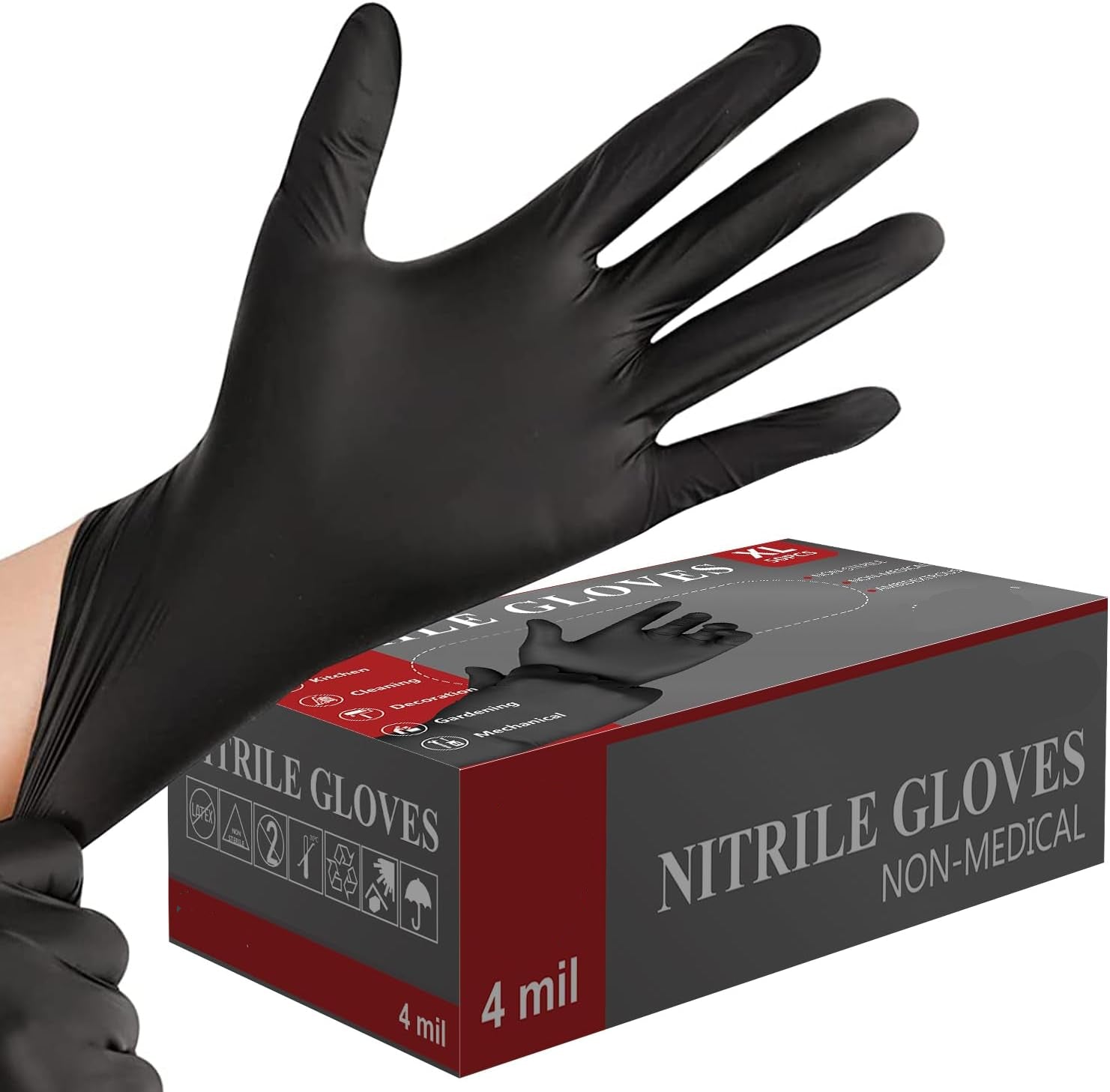 Greenhaus Gardening Disposable Nitrile Gloves, 4 Mil, Latex-Free & Powder-Free