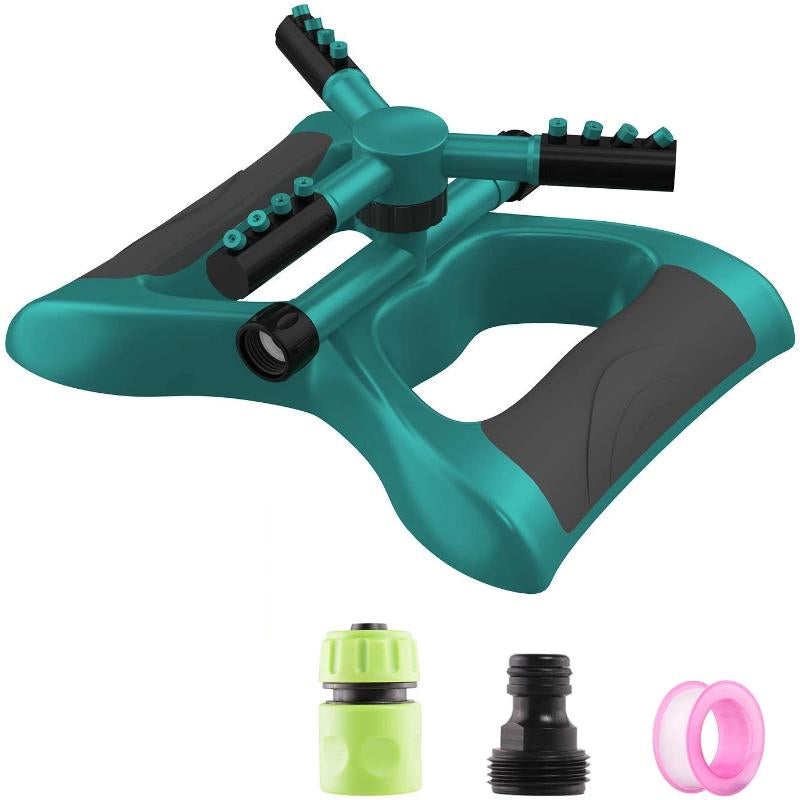 Greenhaus Gardening Auto Rotating Lawn Sprinkler with 360° Water Coverage