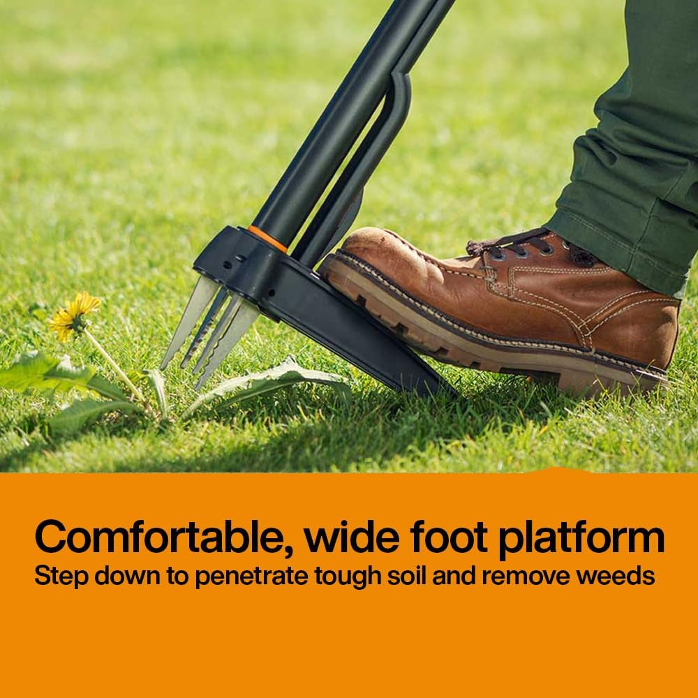 Greenhaus Gardening Stand-Up Weed Puller with Long Handle, Foot Pedal and Easy Eject