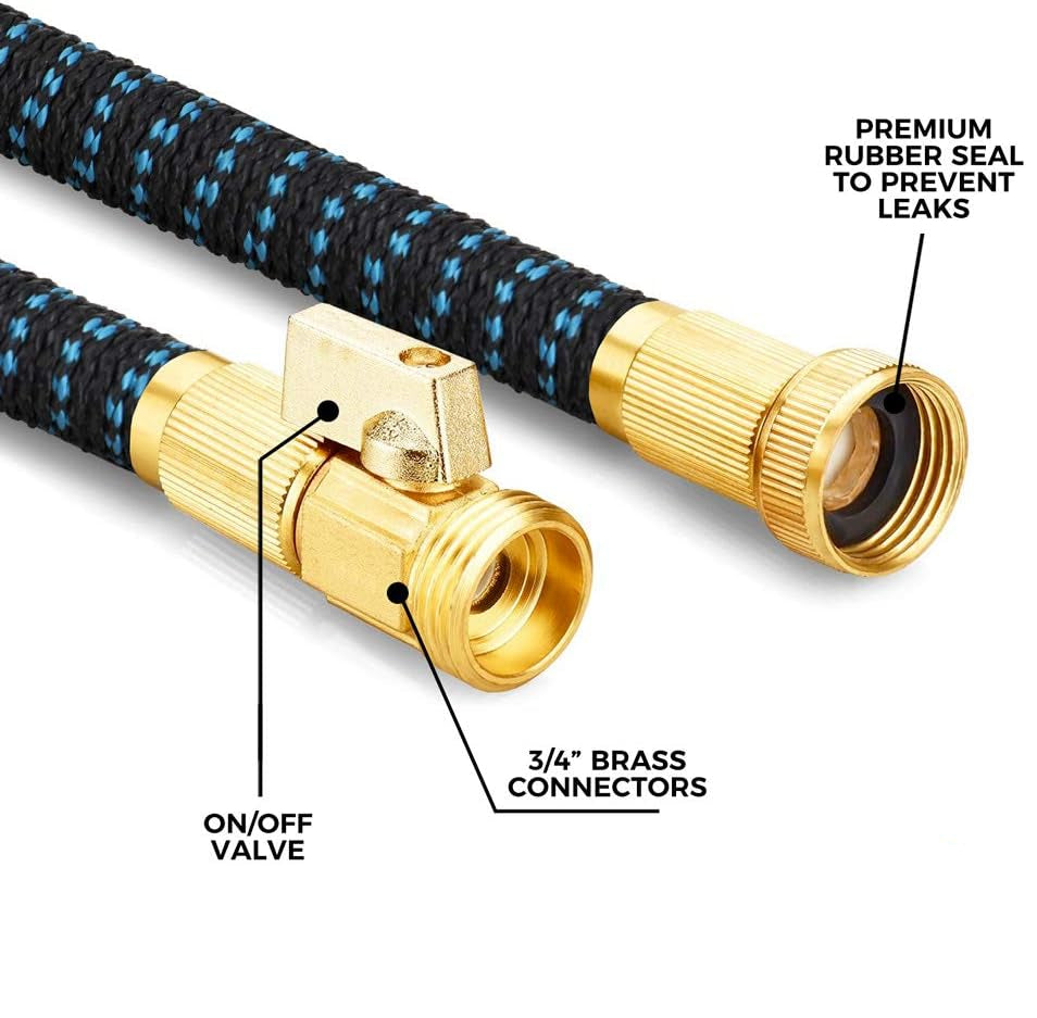 Greenhaus Gardening Expandable Garden Hose with 8-Pattern Spray Nozzle and Brass Fittings
