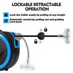 Greenhaus Gardening 65 ft Heavy Duty Retractable Power Cord Reel with 3 Lighted Outlets