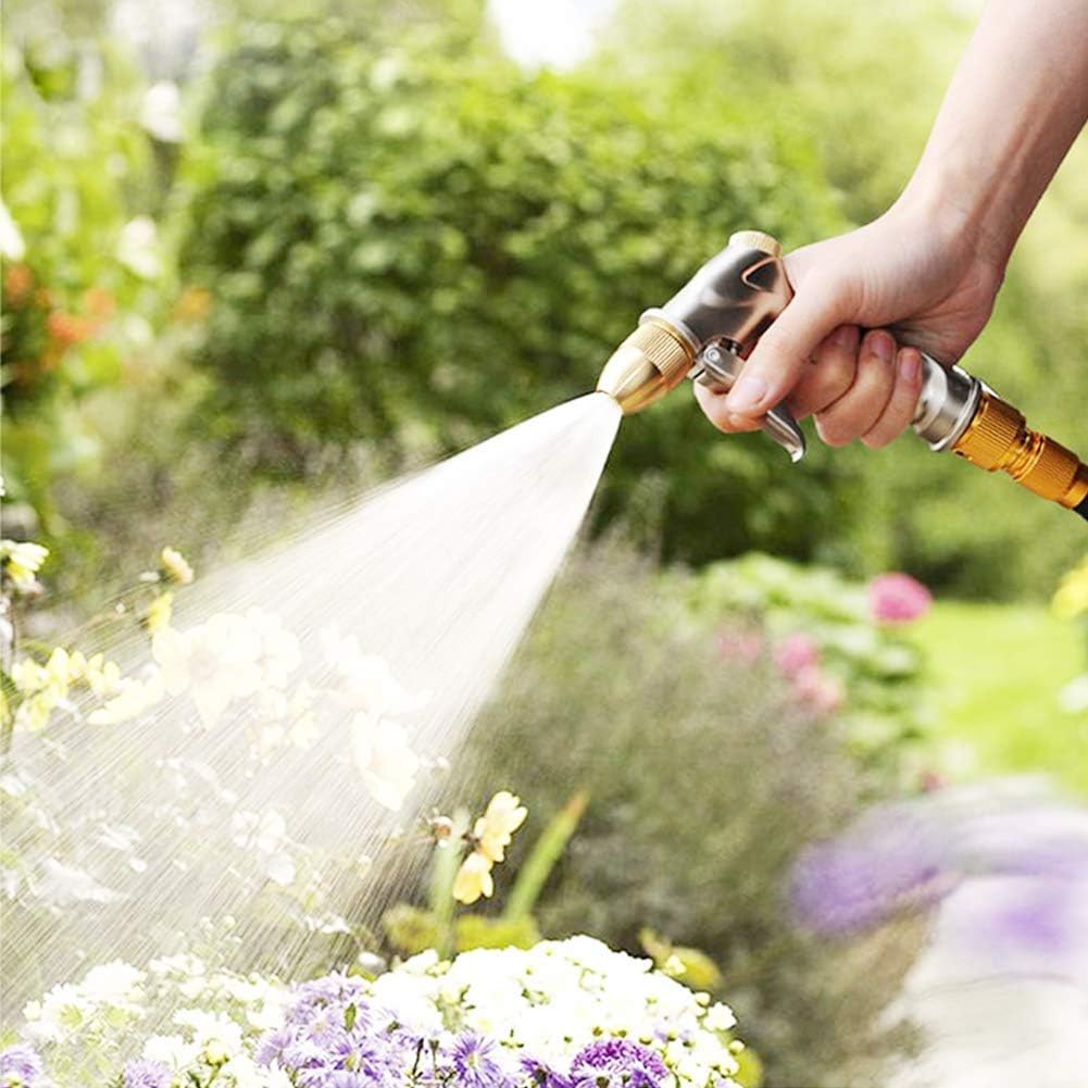 Greenhaus Gardening Heavy Duty Metal Garden Hose Nozzle with 4 Spray Patterns