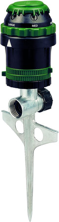 Greenhaus Gardening Metal Spike Rotating Sprinkler for Lawn & Garden Watering