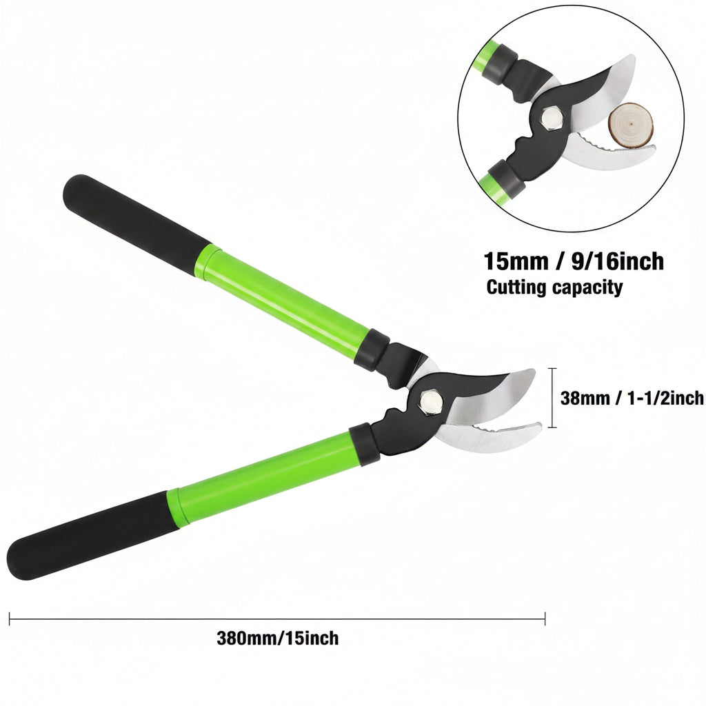 Greenhaus Gardening 2-Piece Bypass Pruner & Lopper Set with Heat-Treated Steel Blades