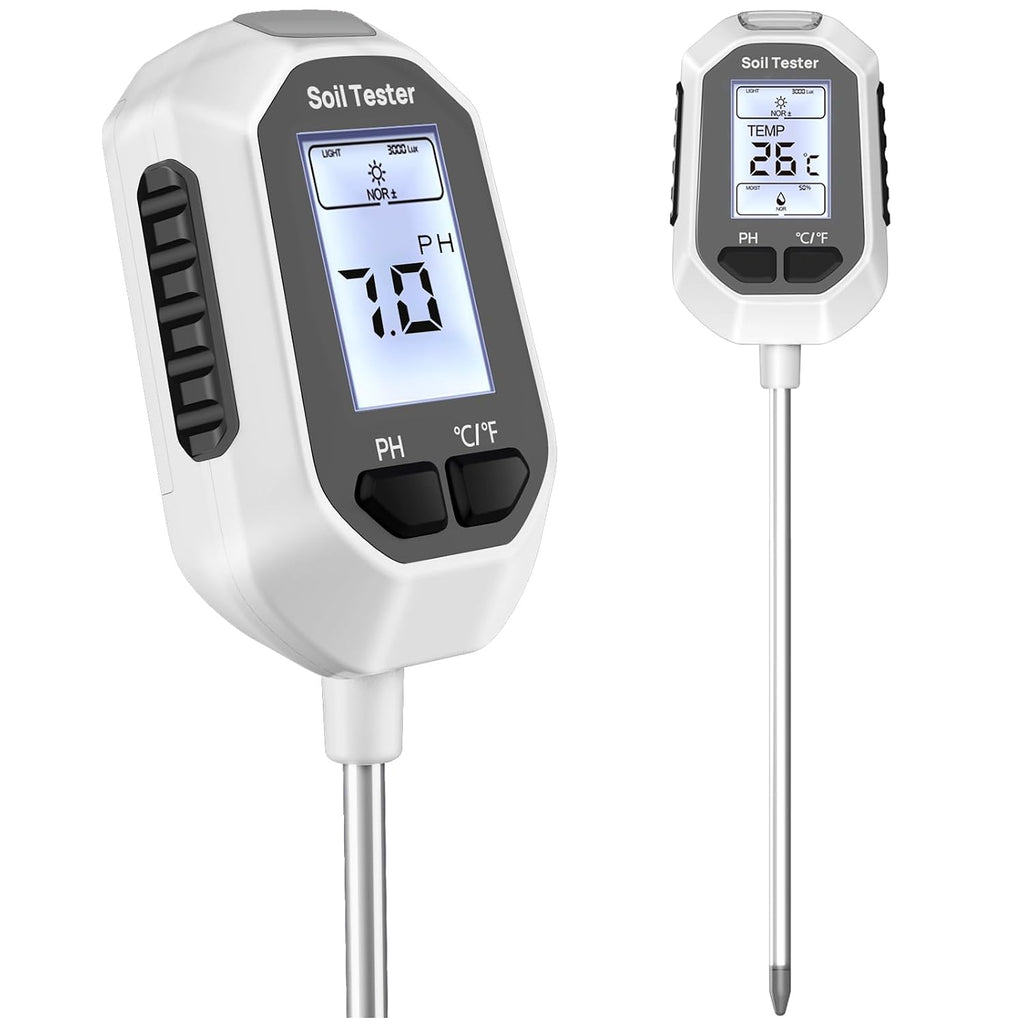 Greenhaus Gardening 4-in-1 Digital Soil Tester with LCD Display, pH, Moisture, Temperature & Light Meter