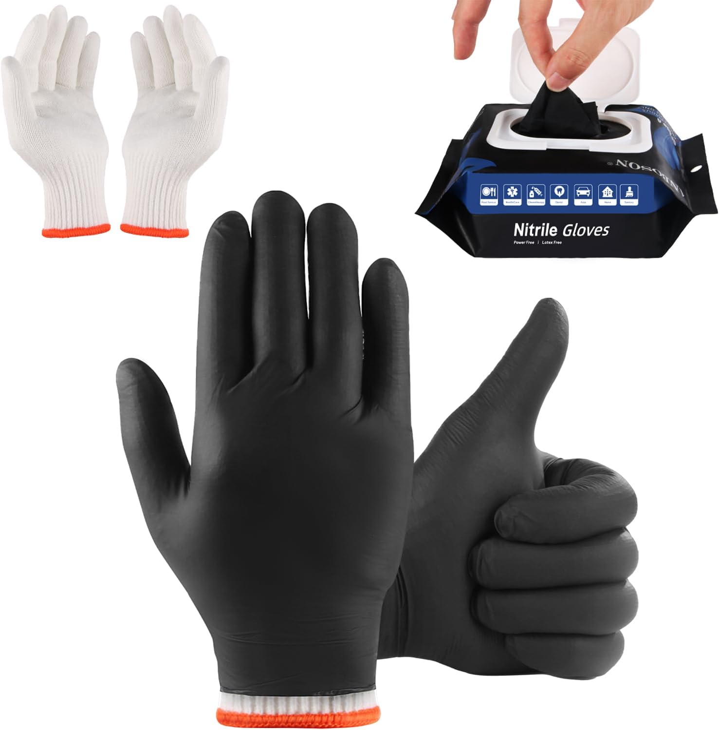 Greenhaus Gardening BBQ Gloves Set with 50 Nitrile Gloves & 2 Reusable Cotton Liners