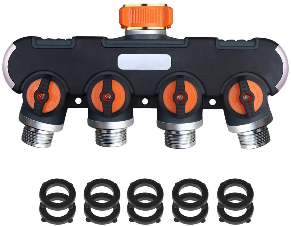 Greenhaus Gardening Garden Hose Splitter with Open-Close Valves