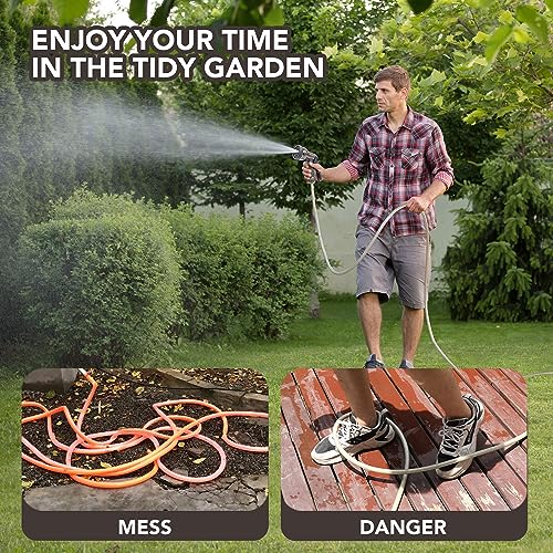 Greenhaus Gardening 100 ft Retractable Garden Hose Reel with Auto Rewind & 9-Pattern Nozzle