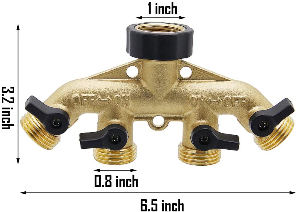 Greenhaus Gardening Brass Hose Adapter with Watertight Ball Valves